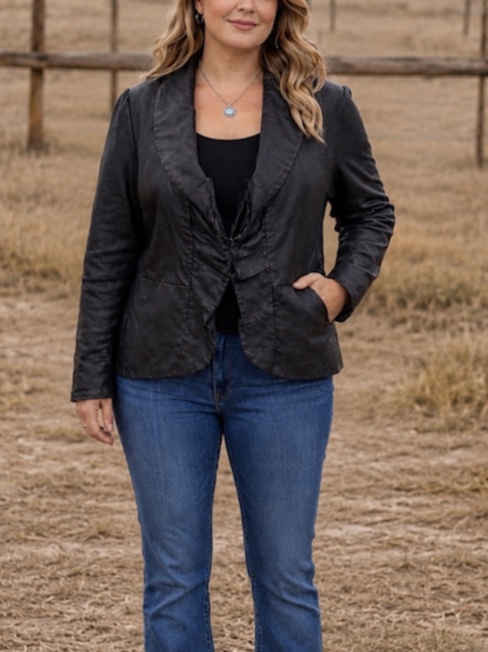 Classiques Entier Genuine Black Leather Jacket Blazer Size XL